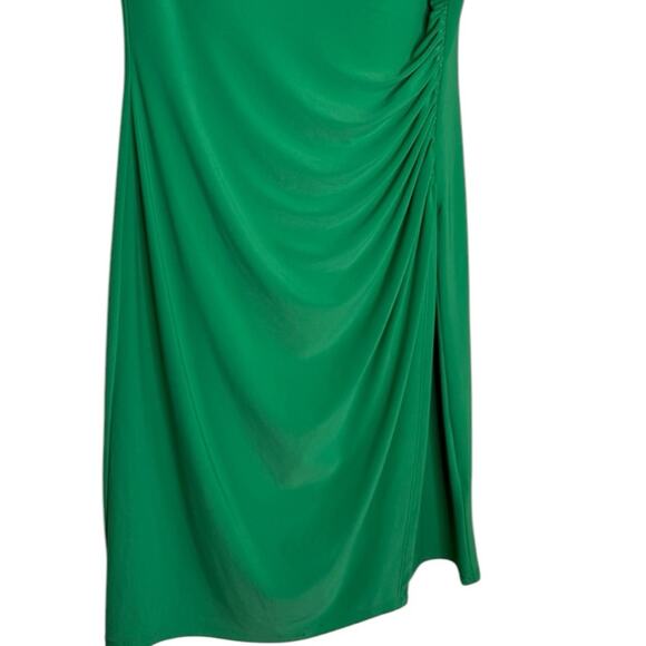 Lauren Ralph Lauren Green Cap Sleeve Ruched V Neck Dress Size 10 - Picture 6 of 9